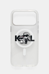 Obal na telefon Karl Lagerfeld iPhone 17 Pro Max stříbrná barva, KLHMP17XHGKCGKBT