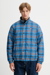 Oboustranná bunda Tommy Jeans modrá barva, zimní, DM0DM22064