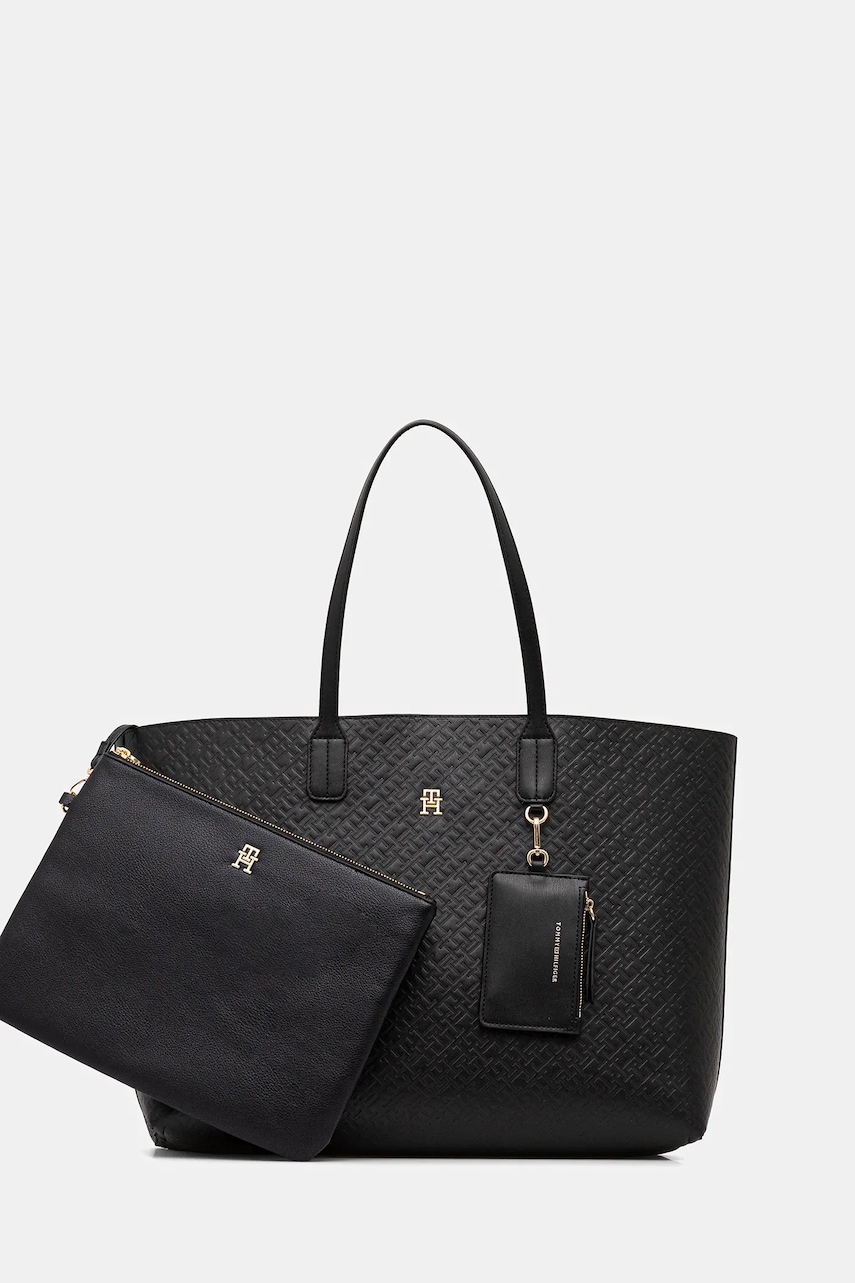 Oboustranná kabelka Tommy Hilfiger černá barva, AW0AW17687