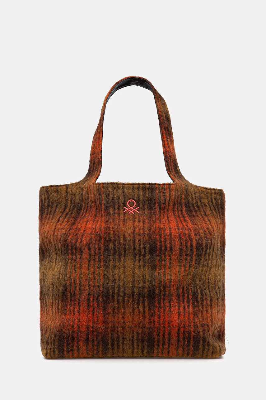 Oboustranná kabelka United Colors of Benetton hnědá barva, 6I4BDY08N