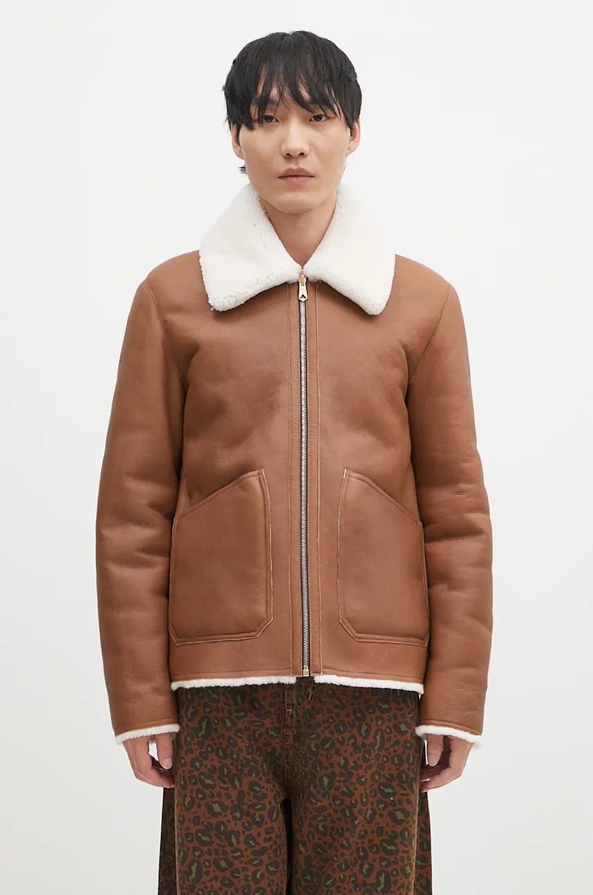 Oboustranná kožená bunda Paul Smith hnědá barva, oversize, M1R-079Z-N02447