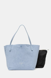 Oboustranná kožená kabelka Patrizia Pepe modrá barva, 2B0130 L153