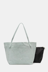 Oboustranná kožená kabelka Patrizia Pepe tyrkysová barva, 2B0130 L153