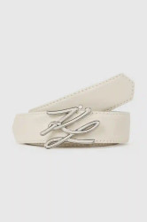 Oboustranný kožený pásek Karl Lagerfeld K/AUTOGRAPH dámský, béžová barva, A4W33022