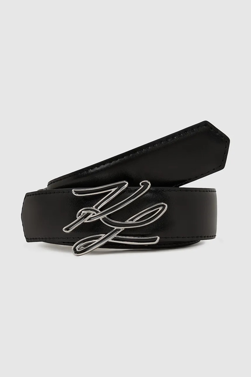 Oboustranný kožený pásek Karl Lagerfeld K/AUTOGRAPH dámský, černá barva, A4W33022