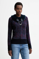 Oboustranný svetr Blugirl Blumarine tmavomodrá barva, RF5191.MA98O