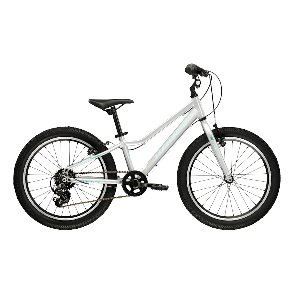 Odlehčené dětské kolo Kross Lea Mini 1.0 20" - model 2026 • 110-135 cm • 10,1 kg 11" (110-135 cm) stříbrná/tyrkysová/lesk