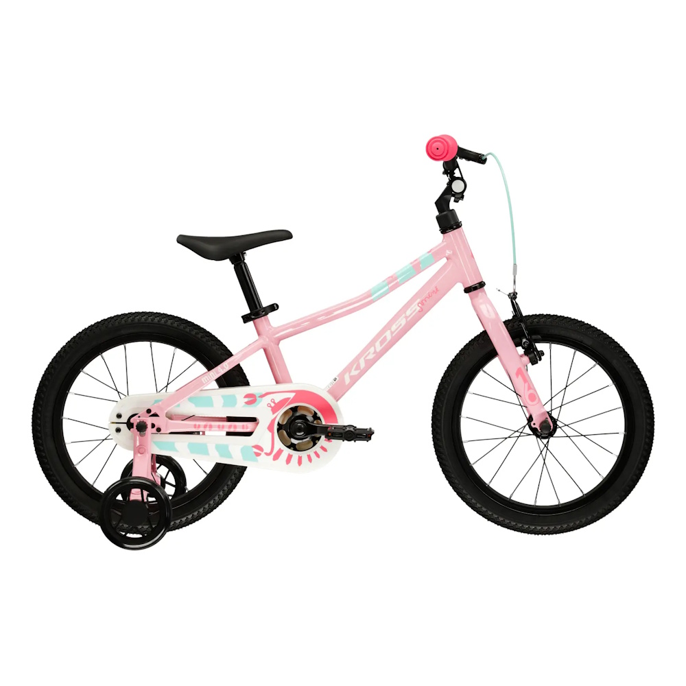 Odlehčené dětské kolo Kross Mini 4.0 16" - model 2026 • 100-120 cm • 8,5 kg 9" (100-120 cm) růžová/bílá/lesk