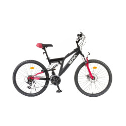 Odlehčené juniorské celoodpružené kolo Olpran Culex ALU 24" - model 2026 15" (150-165 cm) černá/červená