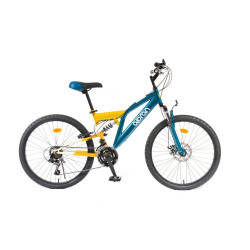 Odlehčené juniorské celoodpružené kolo Olpran Culex ALU 24" - model 2026 15" (150-165 cm) petrolejová/písková