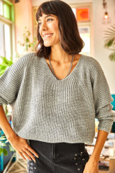 Olalook V-Neck Thessaloniki Knit Oversize Knitwear Sweater