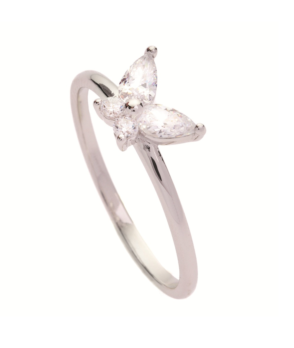 Oliver Weber Hravý stříbrný prsten s motýlkem Maya 63362 52 mm