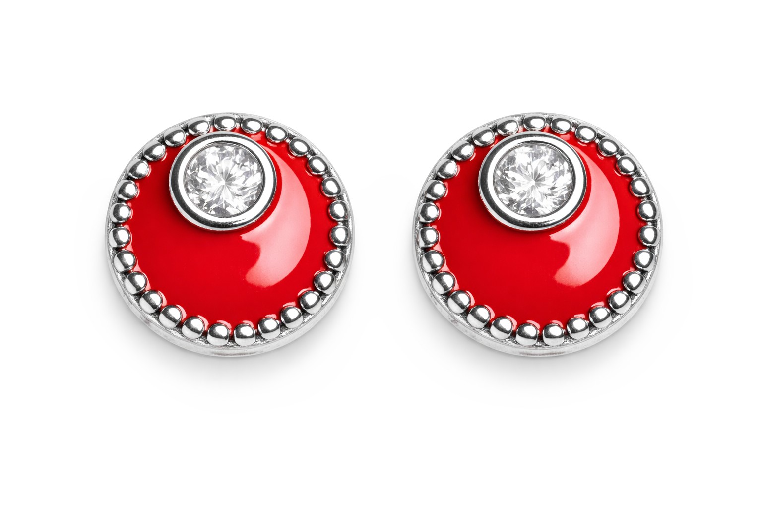 Oliver Weber Stříbrné náušnice s červeným smaltem Meliora 62258 RED