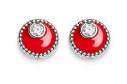 Oliver Weber Stříbrné náušnice s červeným smaltem Meliora 62258 RED