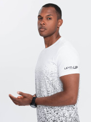 Ombre Men's cotton t-shirt with gradient print - white