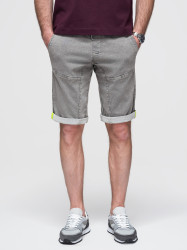 Ombre Men's denim short shorts with decorative stitching - light grey