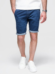 Ombre Men's denim shorts with rolled up leg - dark blue