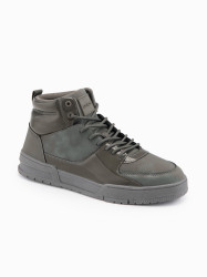 Ombre Men's high boots sneakers with shiny elements - brown