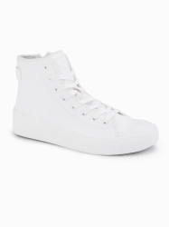 Ombre Men's high-top sneakers with zipper for easy on - white