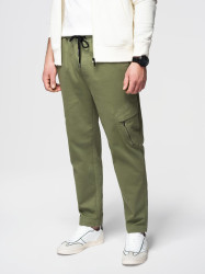 Ombre Men's knit joggers with cargo pockets - olive