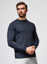 Ombre Men's knitted half turtleneck with viscose - navy blue