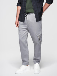 Ombre Men's knitted joggers with cargo pockets - light grey