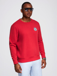 Ombre Men's non-stretch sweatshirt with college style patch - red