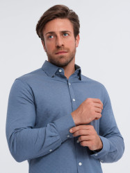 Ombre Men's SLIM FIT shirt in decorative fabric - blue