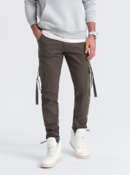 Ombre Men's STRAIGHT LEG cargo pants with striped pockets - graphite
