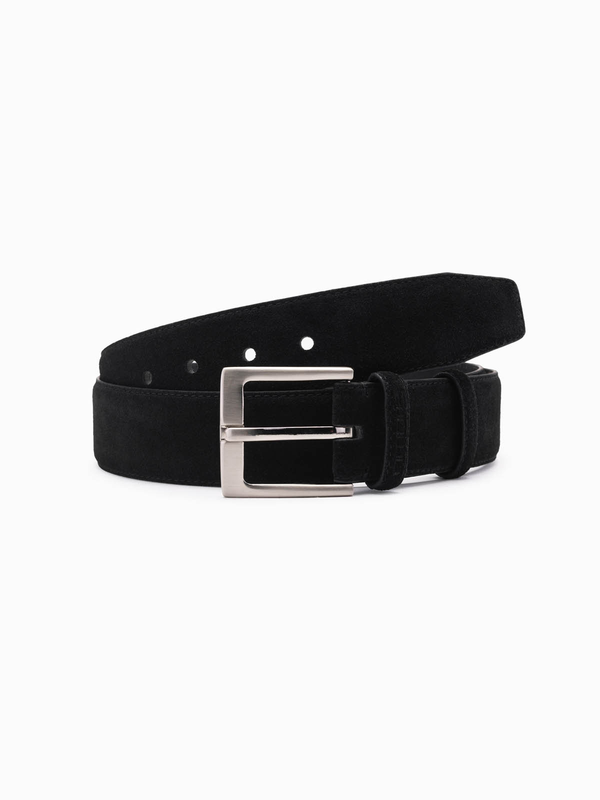 Ombre One-color men's natural suede belt - black