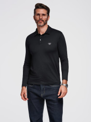 Ombre Polo long sleeve shirt with elegant branded buttons - black