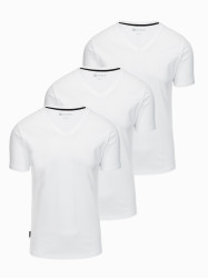 Ombre Set of shirts with V neckline and elastane and subtle logo 3-pack