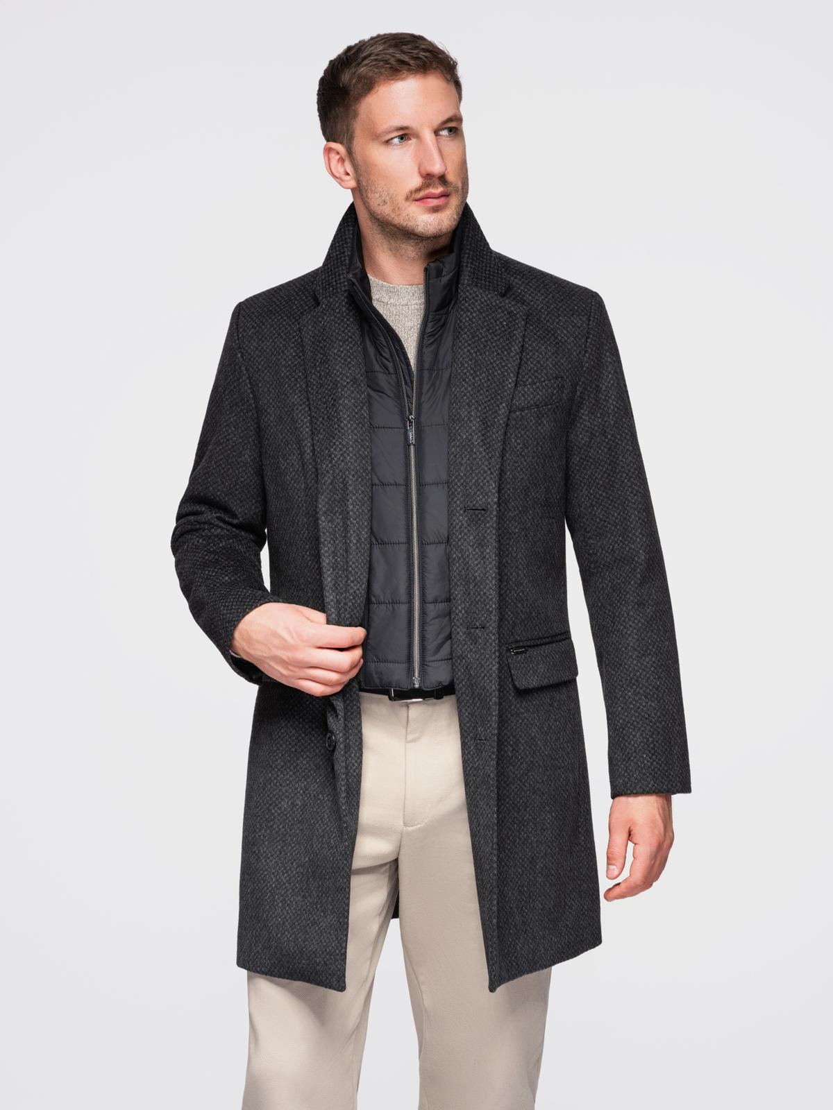 Ombre Unbuttoned men's wool blend coat - graphite