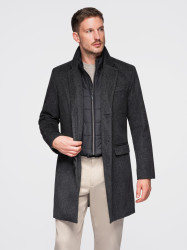 Ombre Unbuttoned men's wool blend coat - graphite