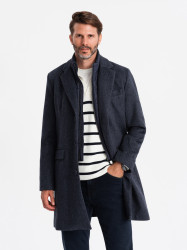 Ombre Unzipped men's wool coat - navy blue