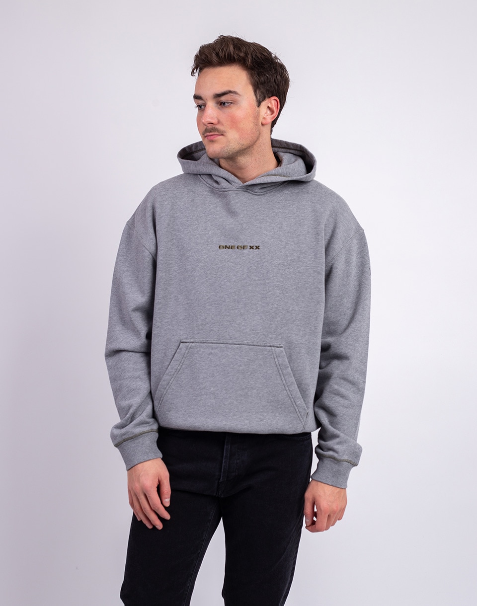 ONE OF XX Grey Melange Embroidered Hoodie Grey Melange S