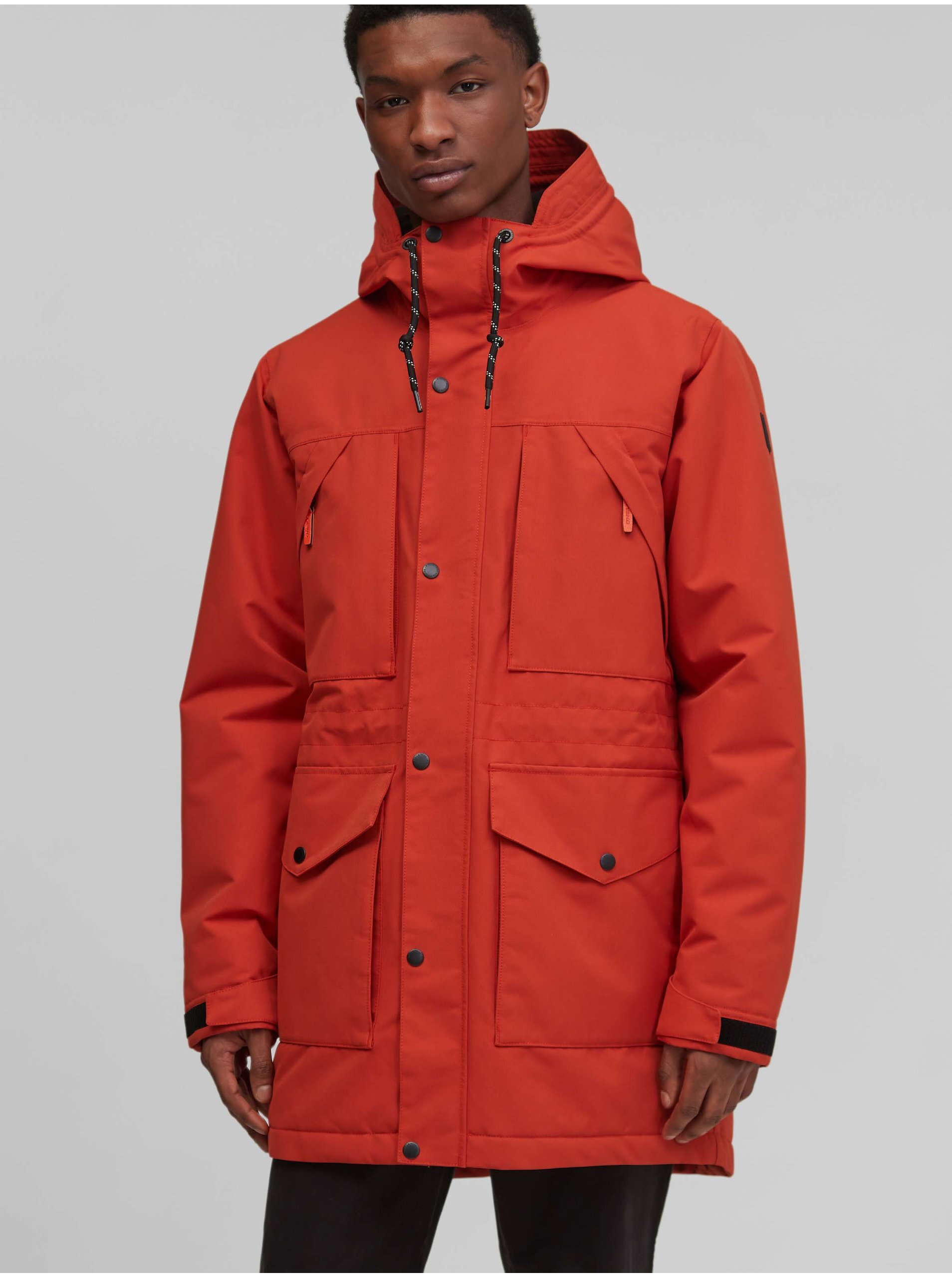ONeill Cihlová pánská zimní parka s kapucí O'Neill Journey Parka - Pánské