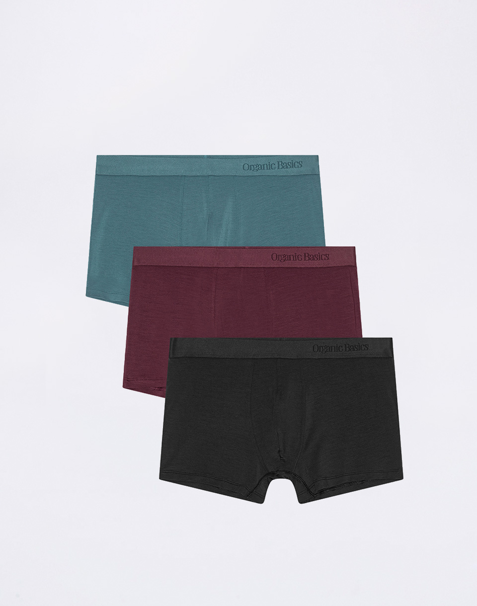 Organic Basics Premium Trunks 3-pack Space Blue / Plum / Black M
