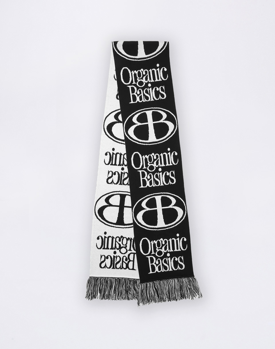 Organic Basics Soft Knit Jacquard Scarf Black