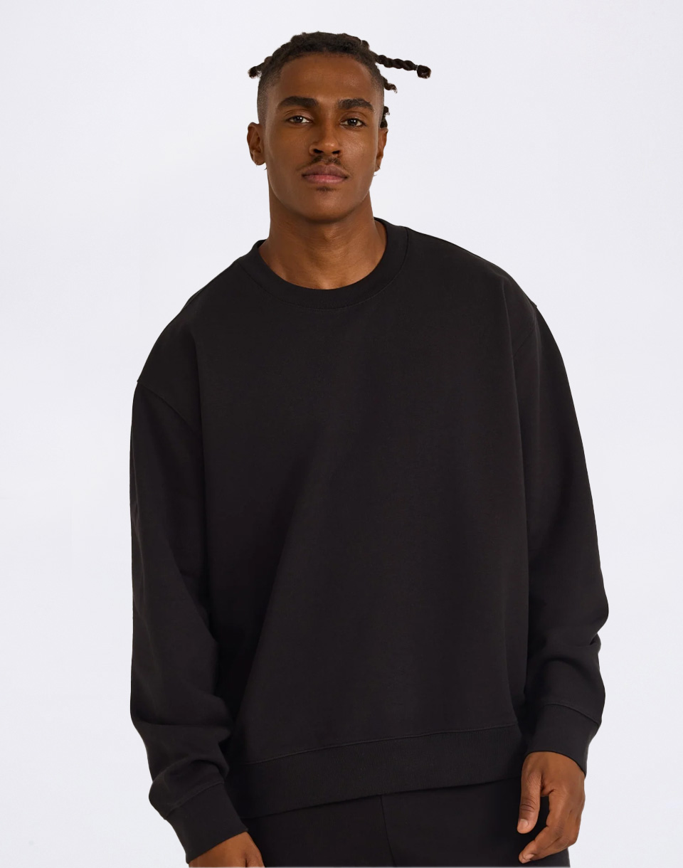 Organic Basics Weekend Boxy Fit Crewneck Sweatshirt Black M