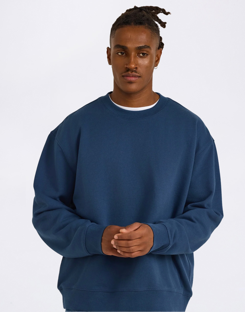 Organic Basics Weekend Boxy Fit Crewneck Sweatshirt Midnight Blue M
