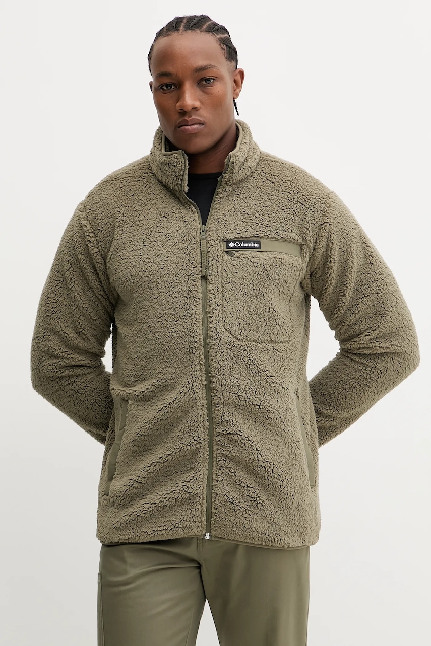 Outdoorová mikina Columbia Rugged Ridge pánská, zelená barva, hladká, 2135481