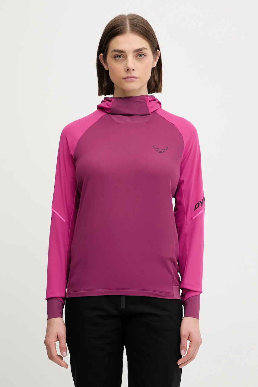 Outdoorová mikina Dynafit Alpine dámská, růžová barva, s kapucí, hladká, 08.0000071989