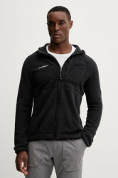 Outdoorová mikina Mammut Falera Pro pánská, černá barva, s kapucí, hladká, 1014.06440