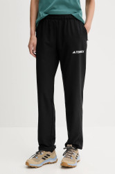 Outdoorové kalhoty adidas TERREX Liteflex dámské, černá barva, medium waist, JF3693