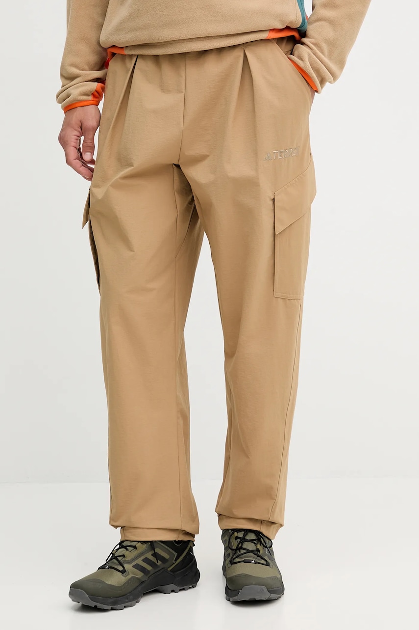 Outdoorové kalhoty adidas TERREX pánské, zelená barva, JM7424