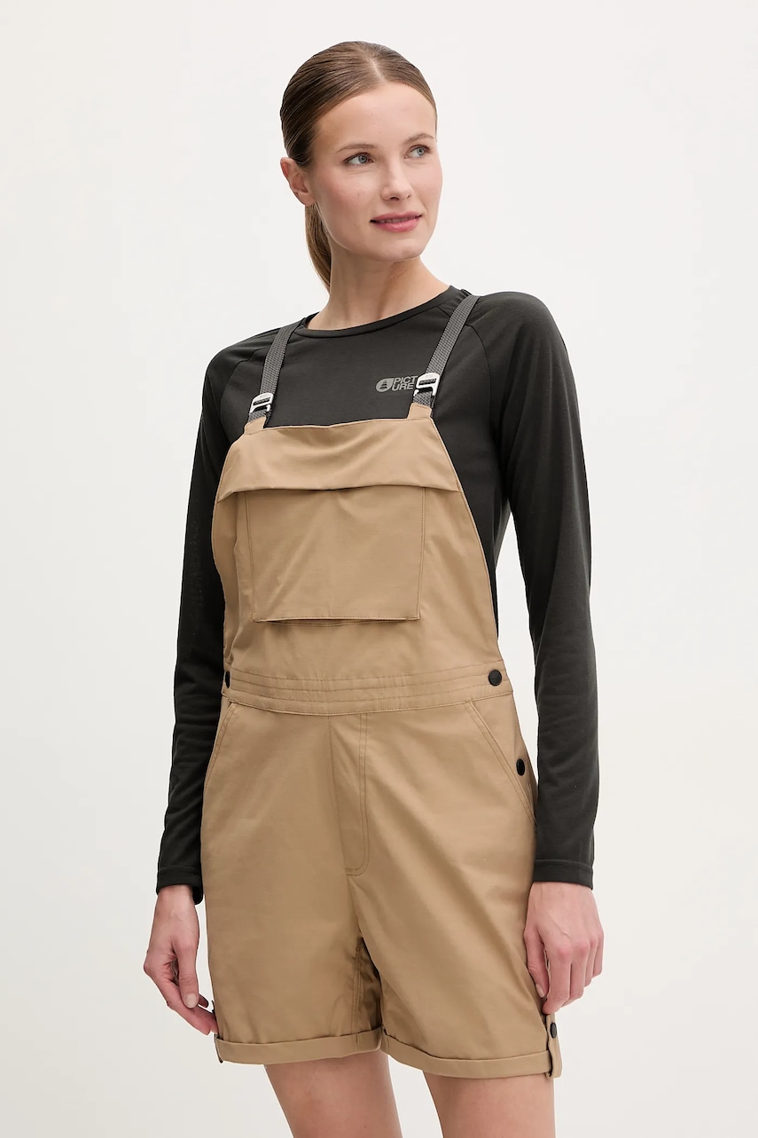 Outdoorové šortky Picture Foday zelená barva, high waist, WSH0106