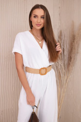 Overal s ozdobným páskem v pase bílý