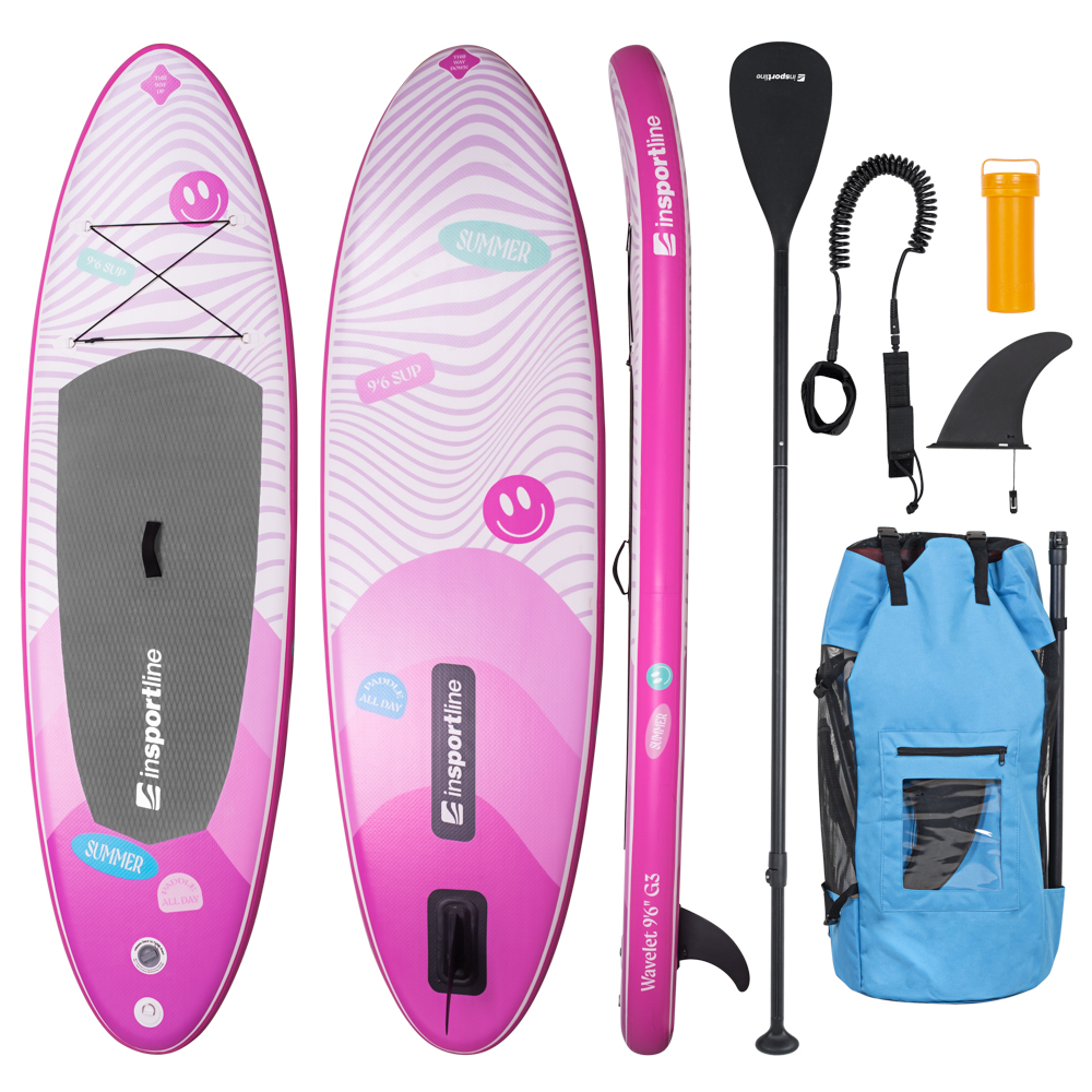 Paddleboard s příslušenstvím inSPORTline Wavelet 9'6" • 260l • do 80kg růžová