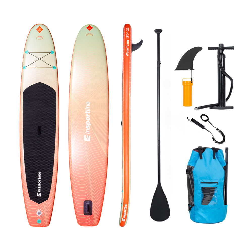 Paddleboard s příslušenstvím inSPORTline WaveTeam 13'0" • 350l • do 200kg oranžová
